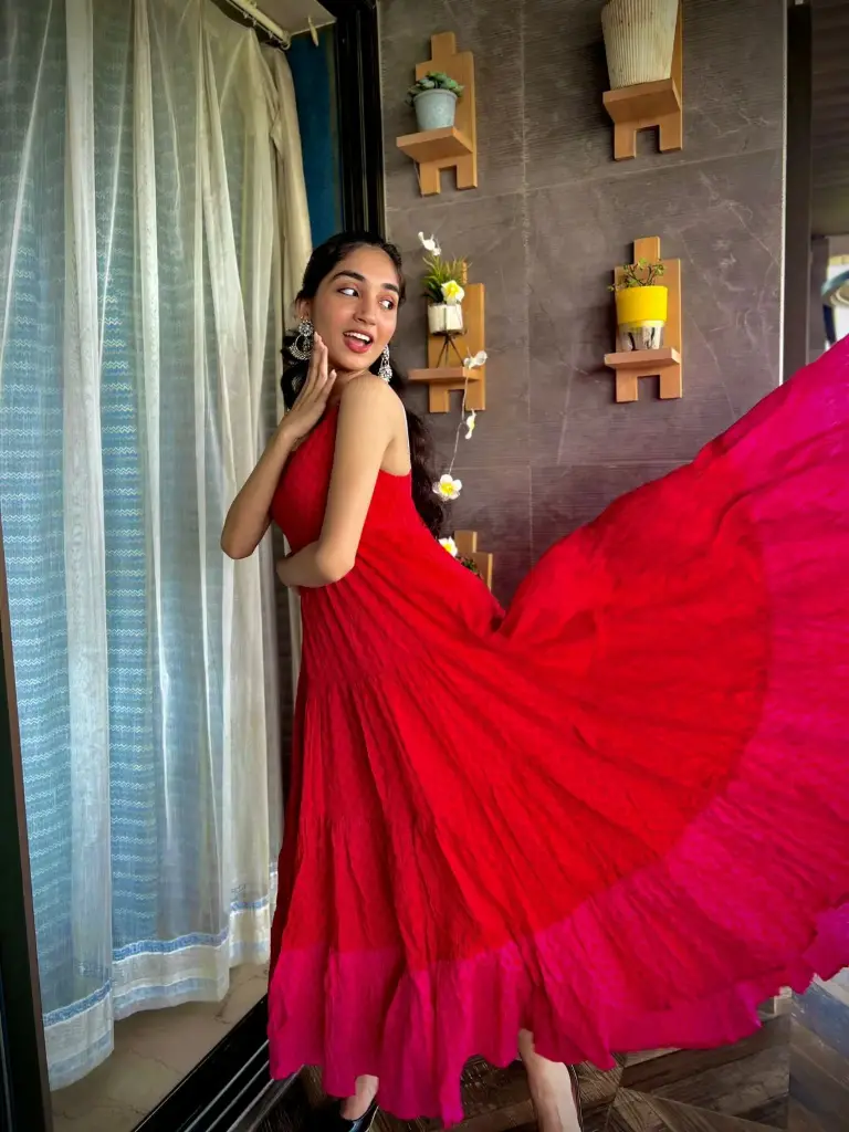 Classy Bloody Red Cotton Frock