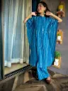 Blue Striped Organic Cotton Kaftan with Plazo