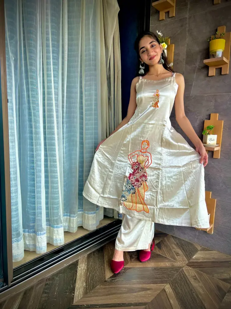 Embroidered Organic Cotton Two-Piece Kurta Set