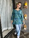 Peacock Blue Organic Cotton Short Kurti