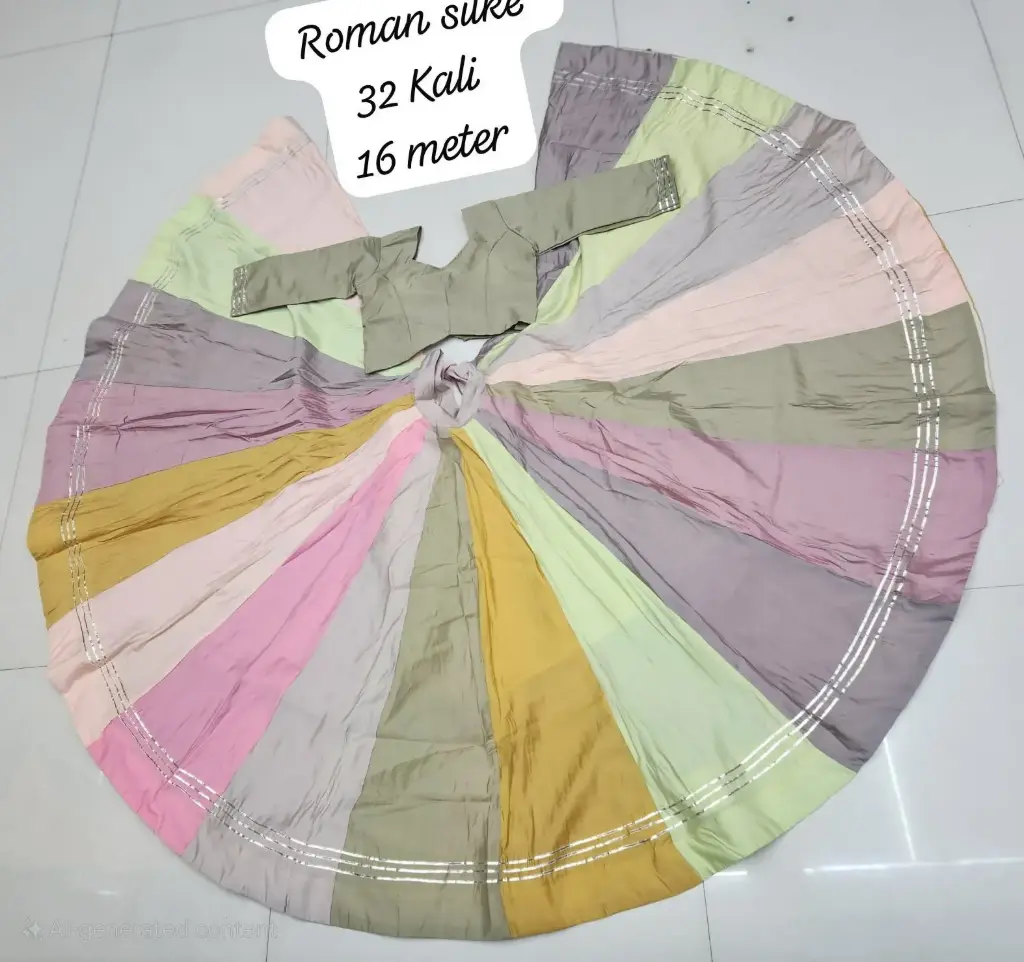 ✨Roman Silk Navratri Lehenga - 32 Kali, 16 Meter Flare✨ 