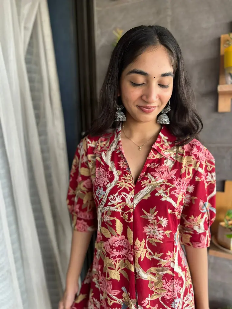 Vibrant Floral Two-Piece Kurta Set in Organic Cotton