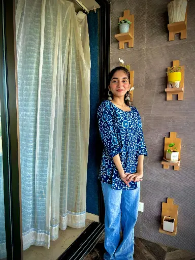 Navy Blue Organic Cotton Short Kurti