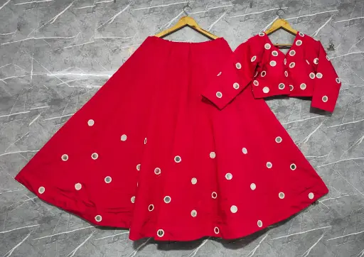  Mirror Work Pure Roman Cotton Lehenga Choli Set - Navratri 2025 Collection