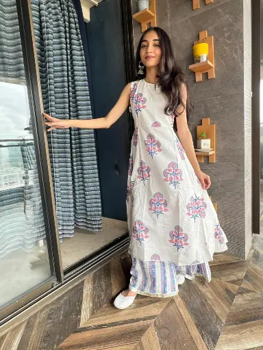 Floral Fusion Cotton Sharara Set