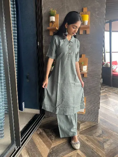 Slate Minimalist Cotton Coord Set